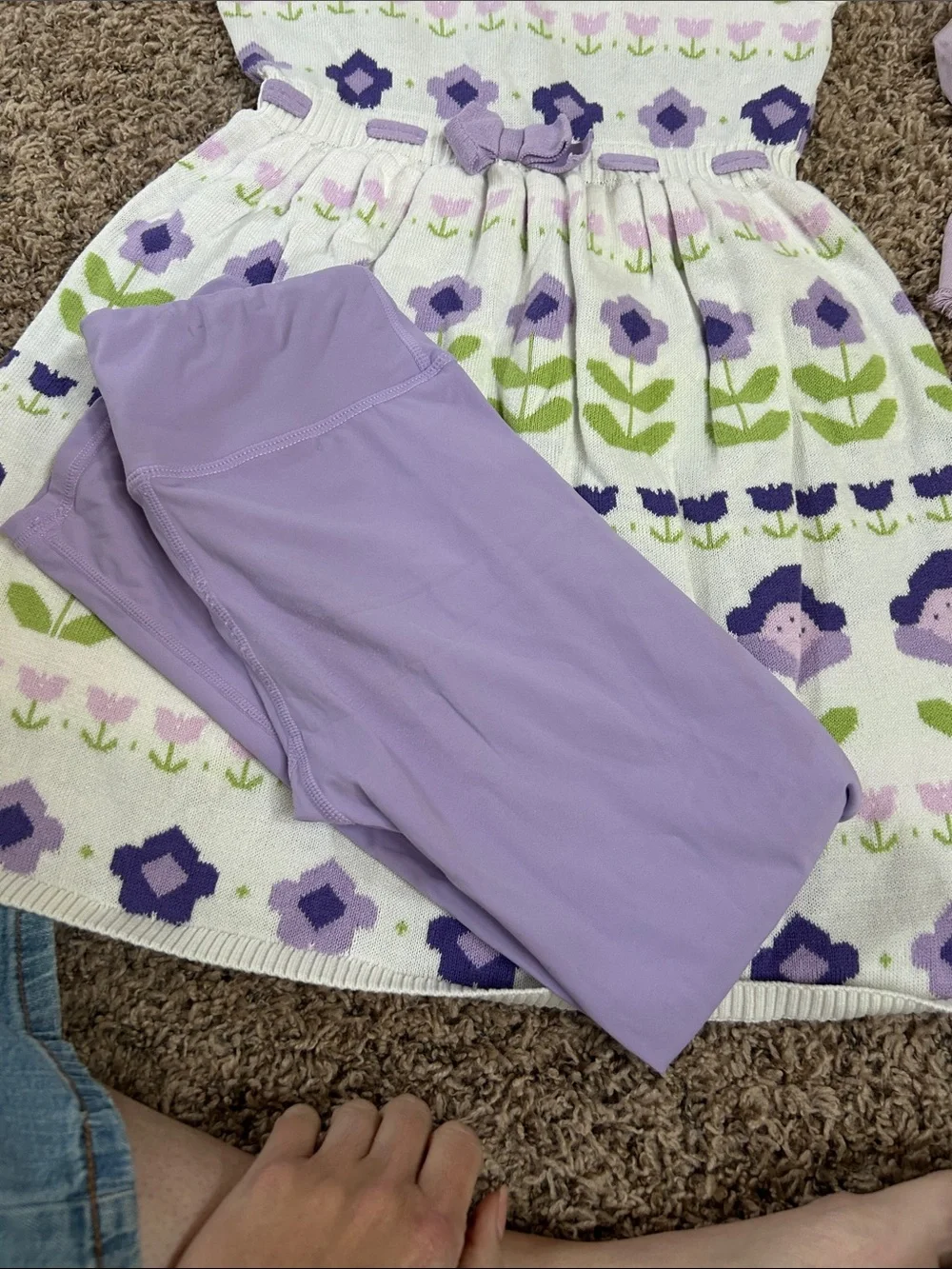 Gymboree Lavender Floral Knit Dress with Jacket from Maurice’s and Leggings